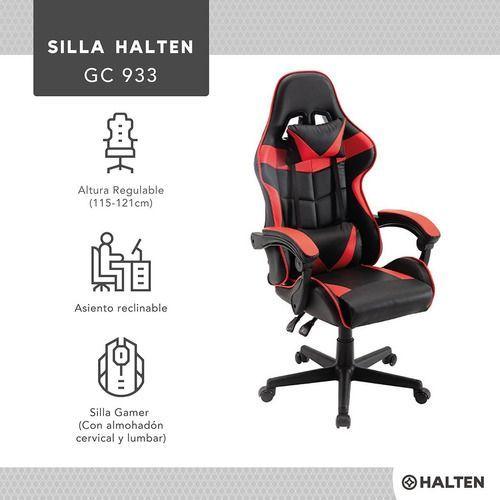 Silla Gamer De Escritorio Halten Ergonómica Negra Y Roja-6