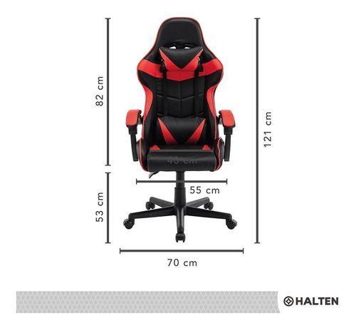 Silla Gamer De Escritorio Halten Ergonómica Negra Y Roja-8