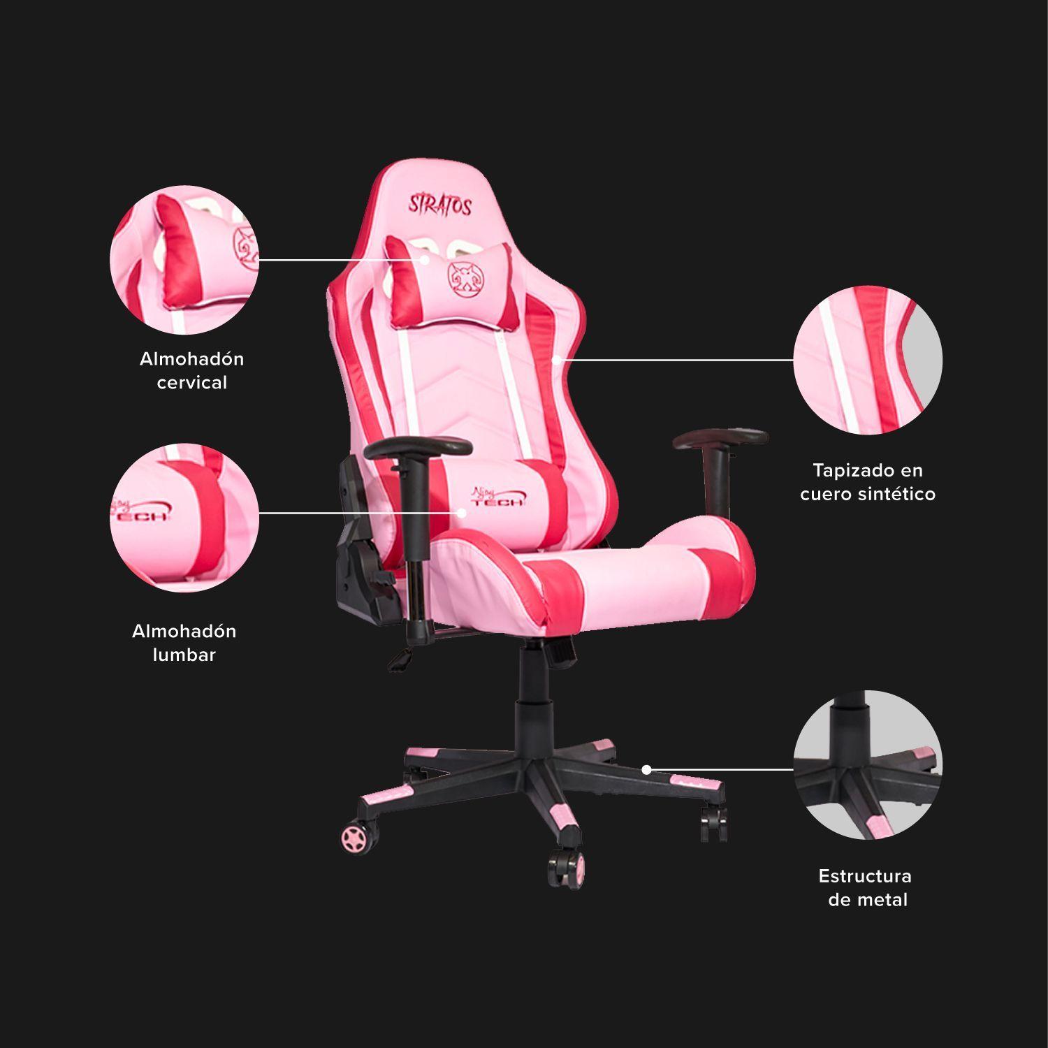 Silla Gamer Njoytech Stratos Rosada-7