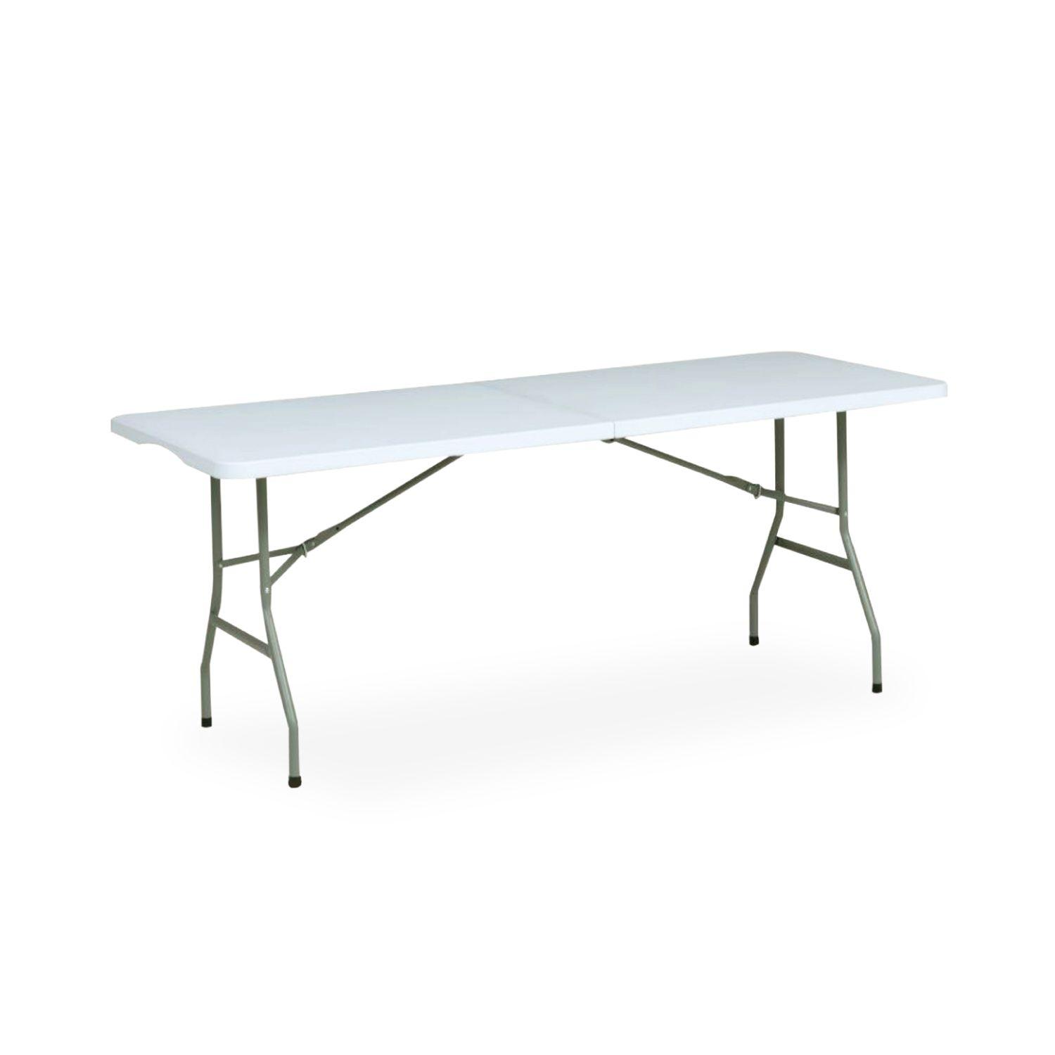Mesa Plegable Halten Rectangular Tipo Maleta 180 Cm Blanca-0