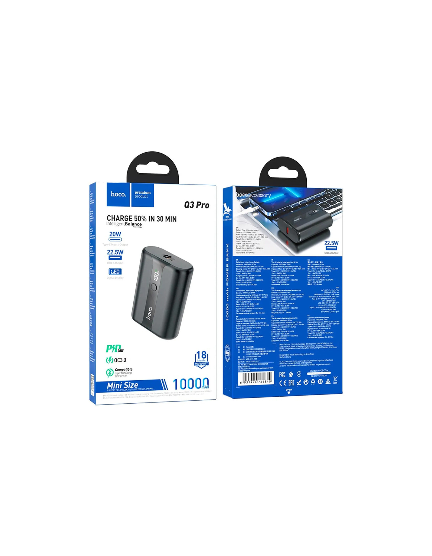 Power bank Hoco Q3 Pro 10000Mah 22 5W PD20W-2