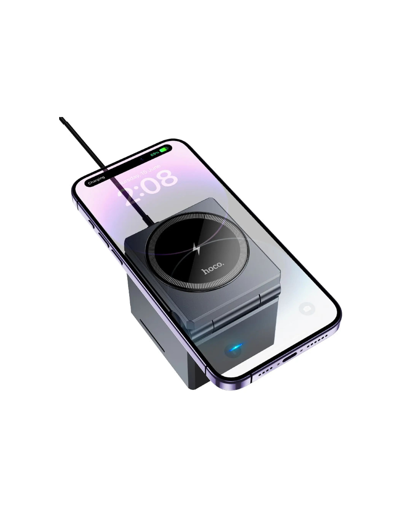 Cargador inal mbrico Hoco CQ8 plegable 3 en 1-2