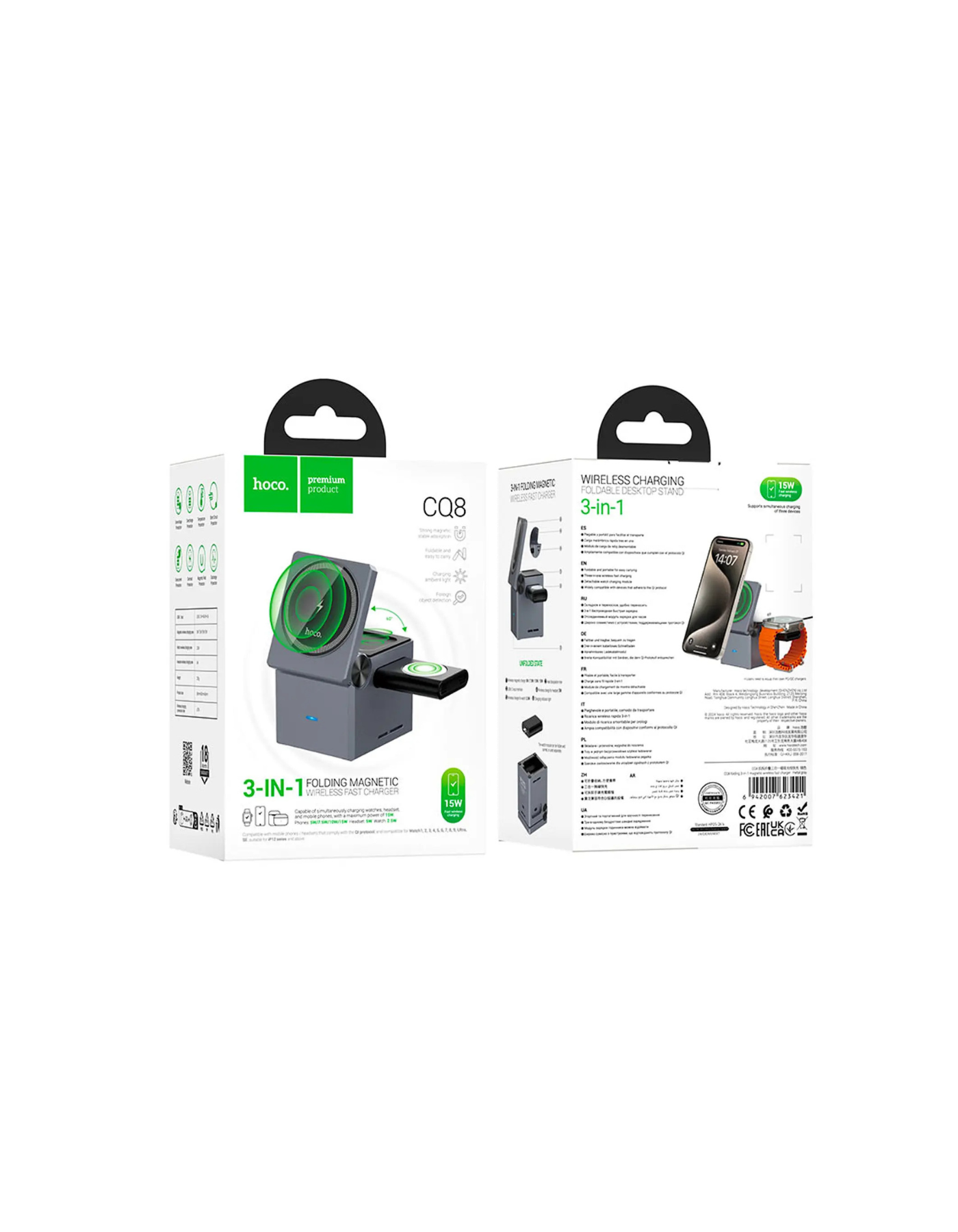 Cargador inal mbrico Hoco CQ8 plegable 3 en 1-6