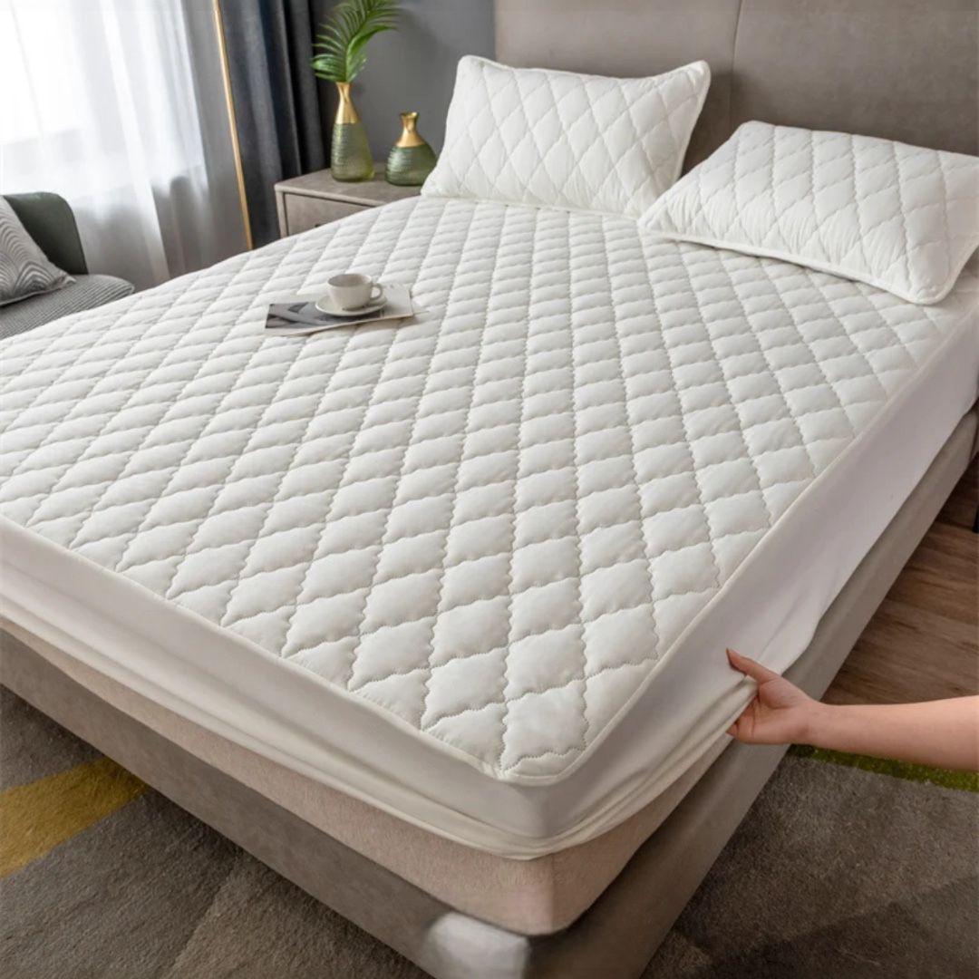 Cubre Colchon Impermeable 2plazas + Fundas De Almohadas -3
