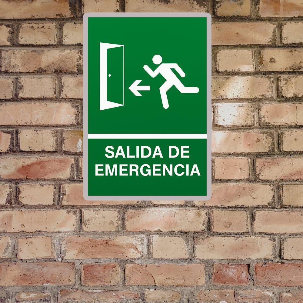 Aviso Salida de Emergencia sobre base metalica 20x30 cms-1