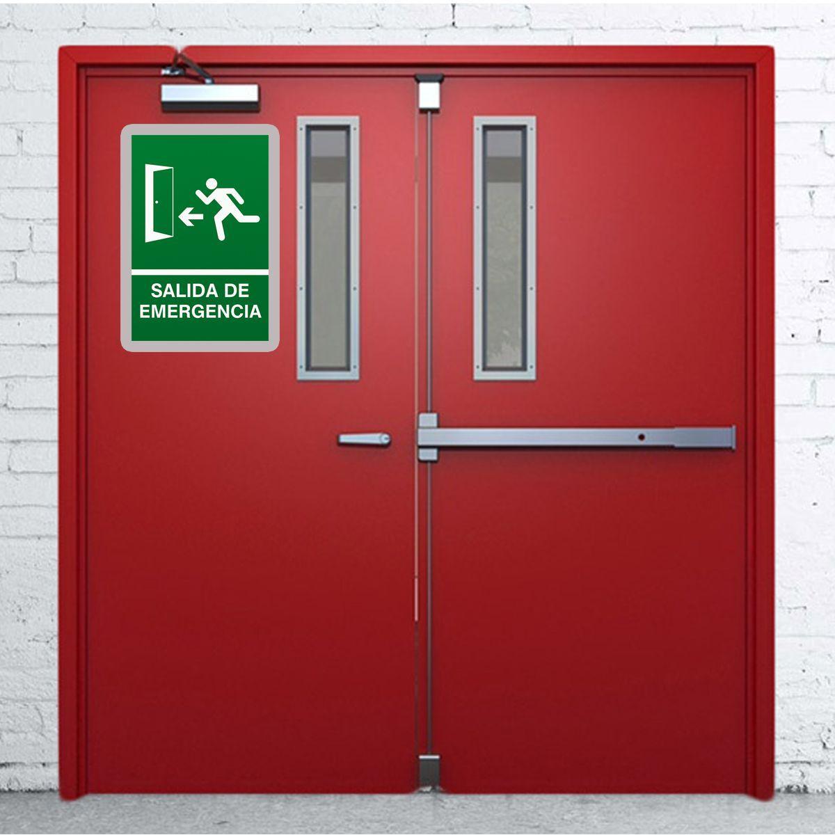 Aviso Salida de Emergencia sobre base metalica 20x30 cms-2
