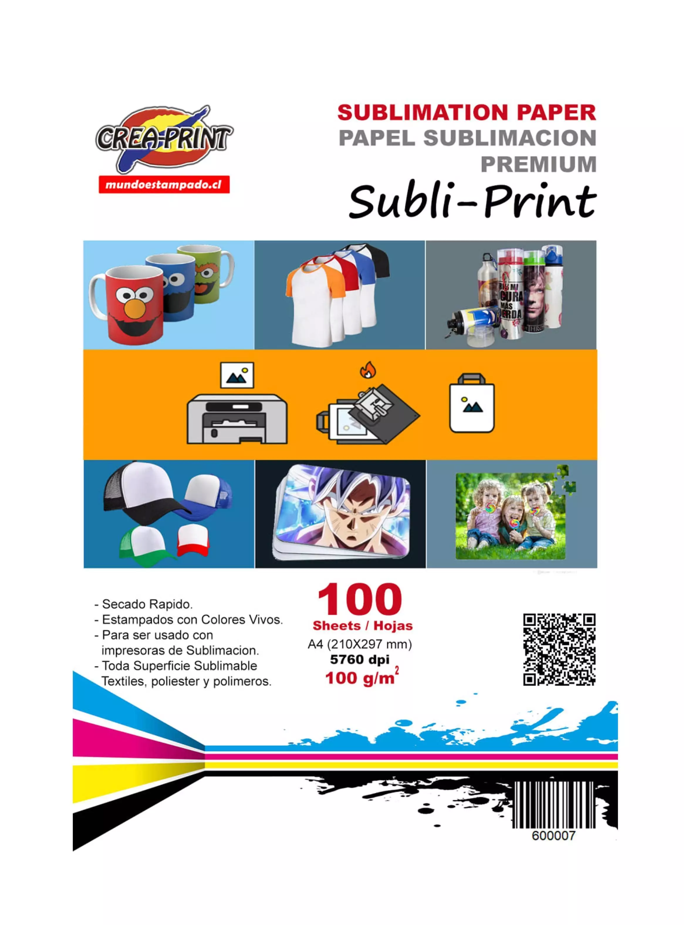Pack De Sublimacion 100 Hojas A4 400ml tinta cinta Termica-3