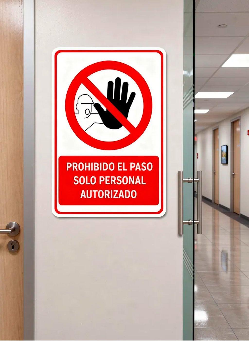 Placa Letrero Cartel Metalico prohibido el paso 30x20 cm-2