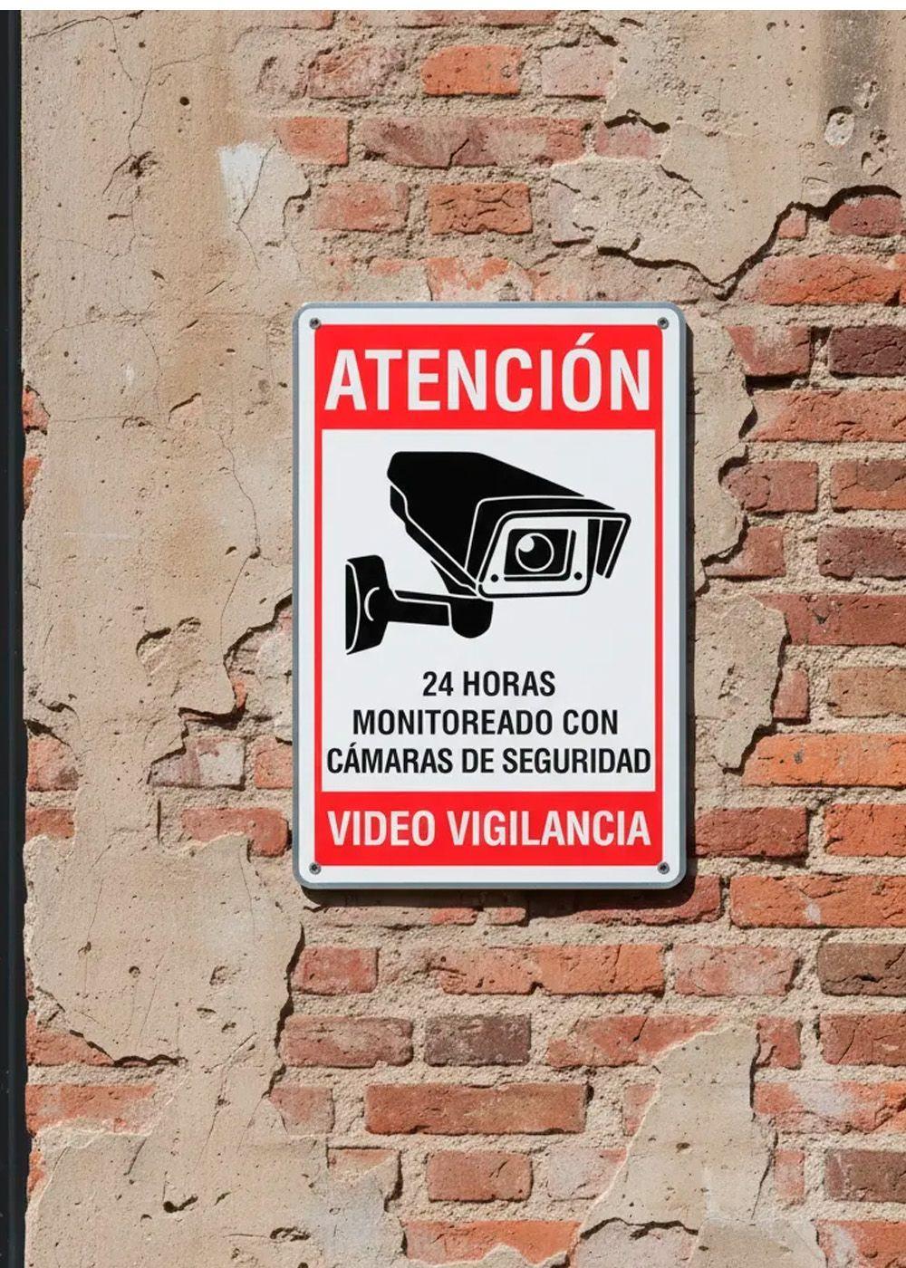 Aviso Video Vigilancia sobre base metalica 20x30 cms-2