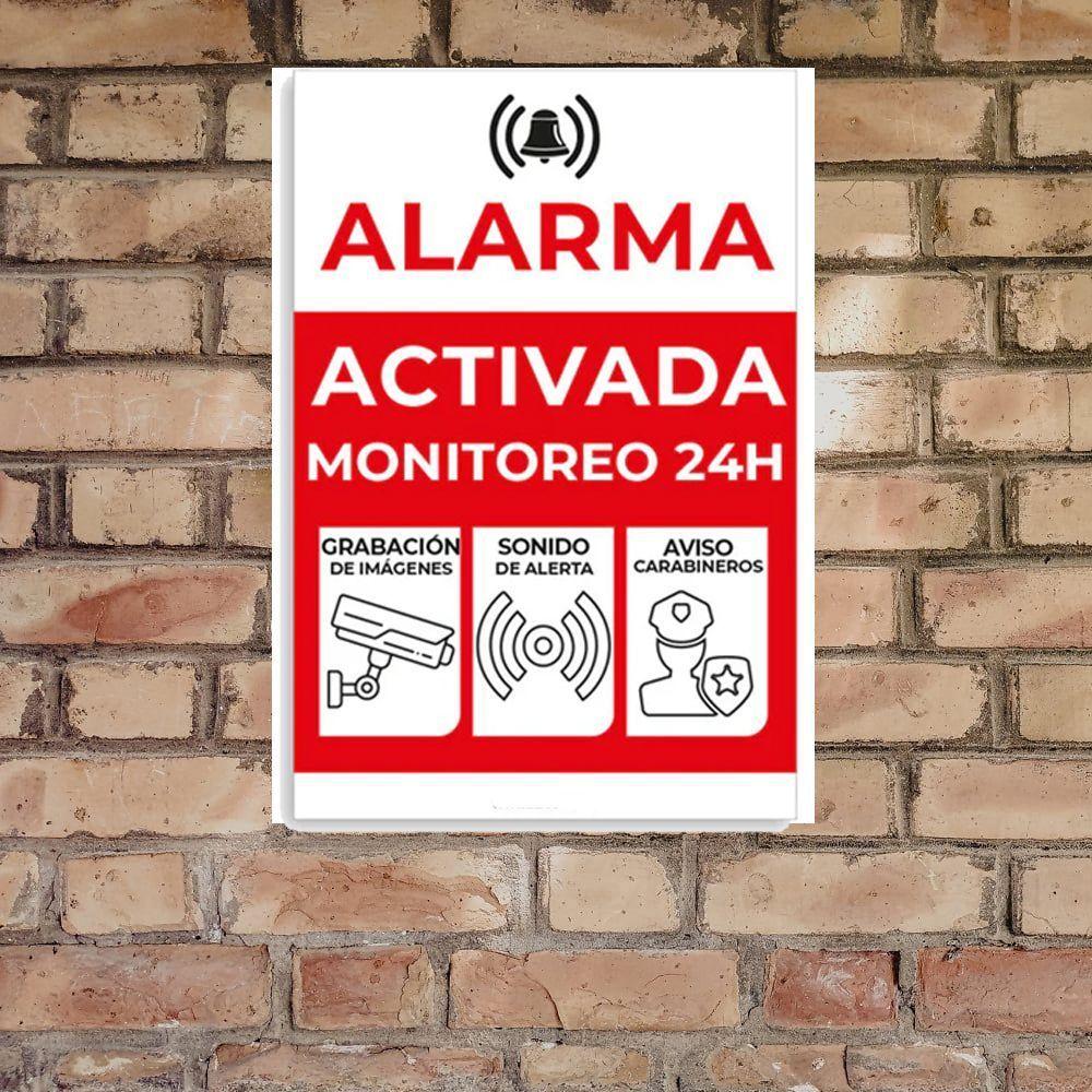 Placa Letrero Cartel Metalico Alarma Activa Disuasivo 30x20-2