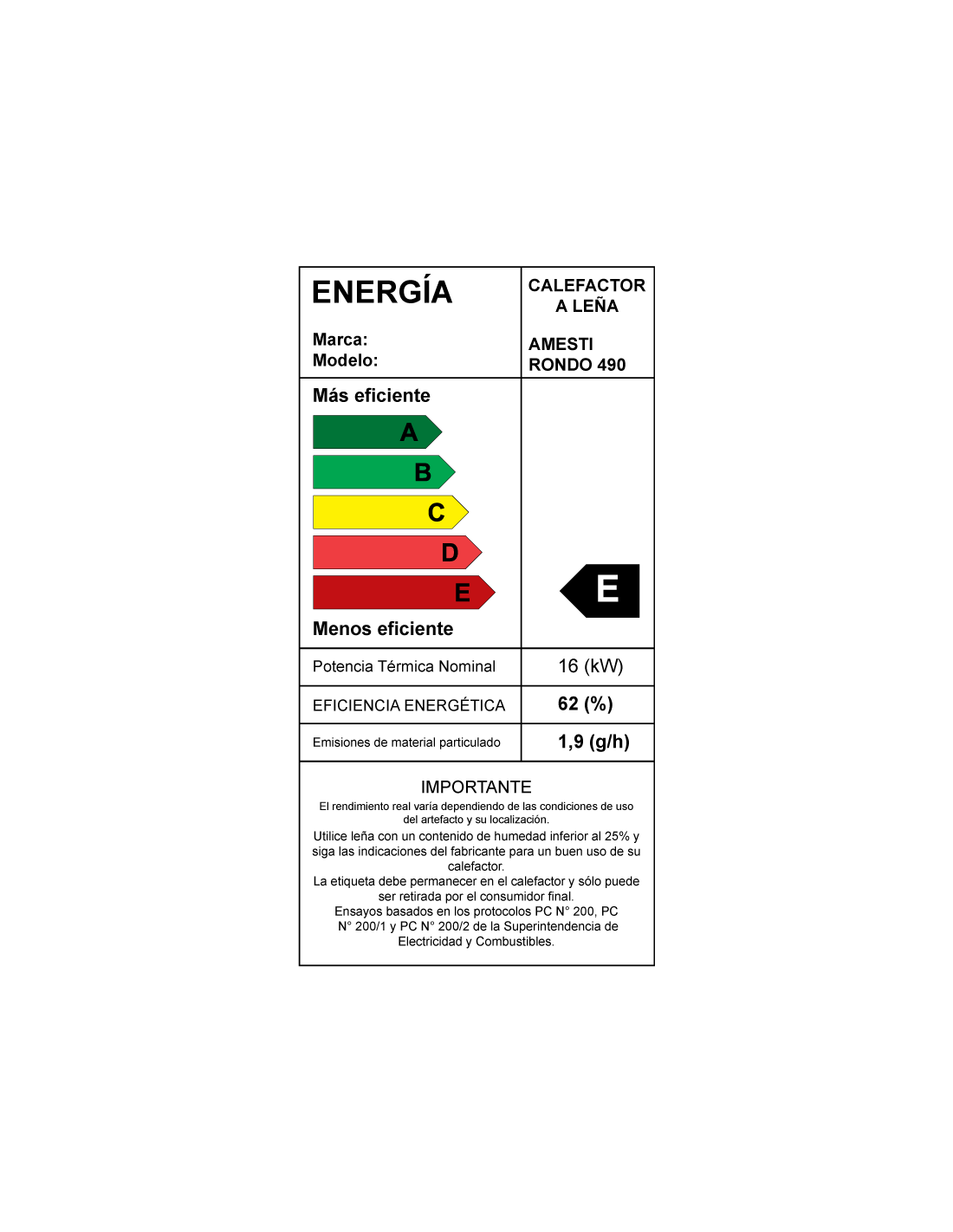 Calefactor a leña Amesti Rondo 490-3