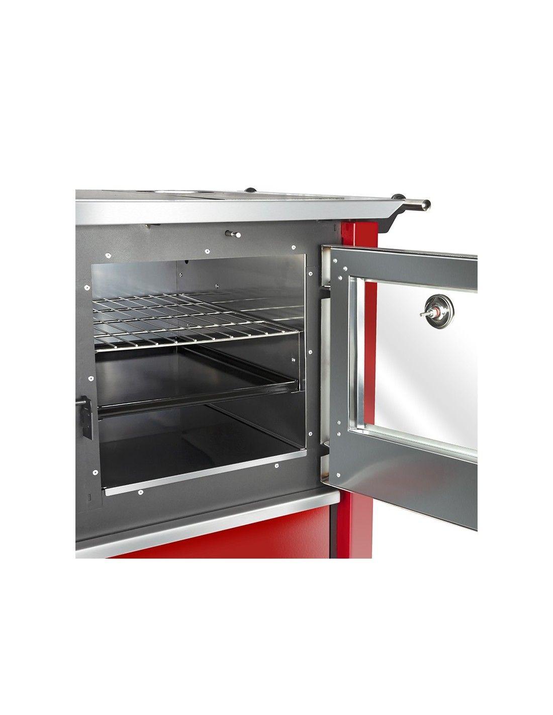 Combo Cocina a leña Allegra inox Roja + Kit Instalación 5"-3