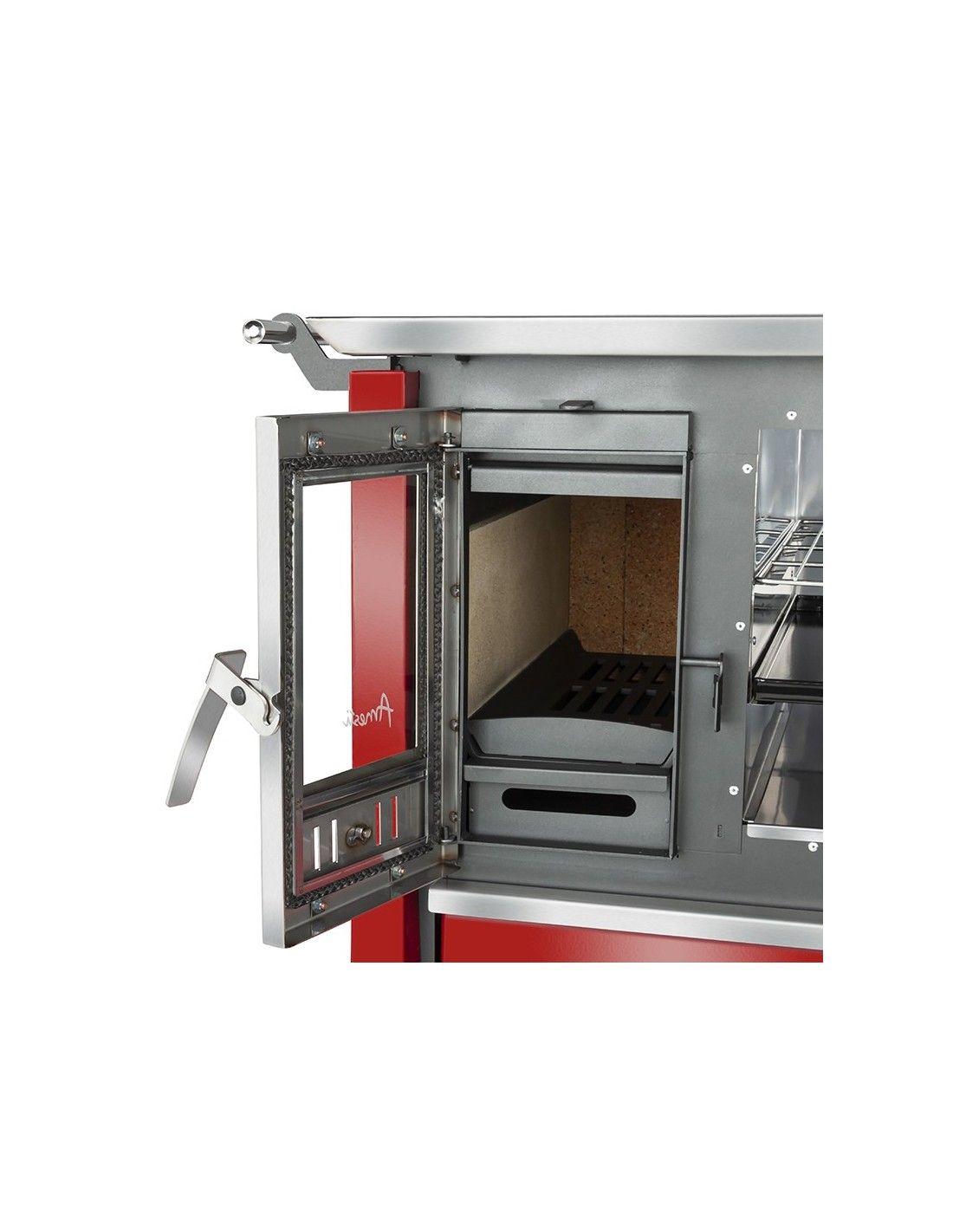 Combo Cocina a leña Allegra inox Roja + Kit Instalación 5"-4