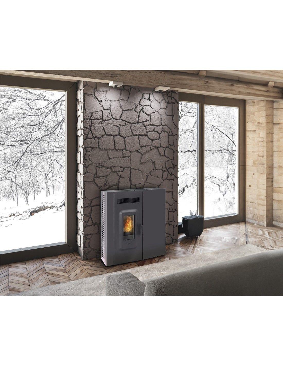 Estufa a pellet Slim 9000 Negra + Kit Inst. Muro-1
