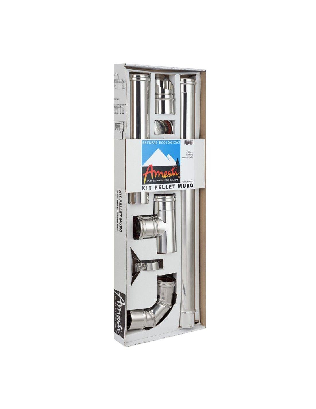 Estufa a pellet Slim 9000 Negra + Kit Inst. Muro-2