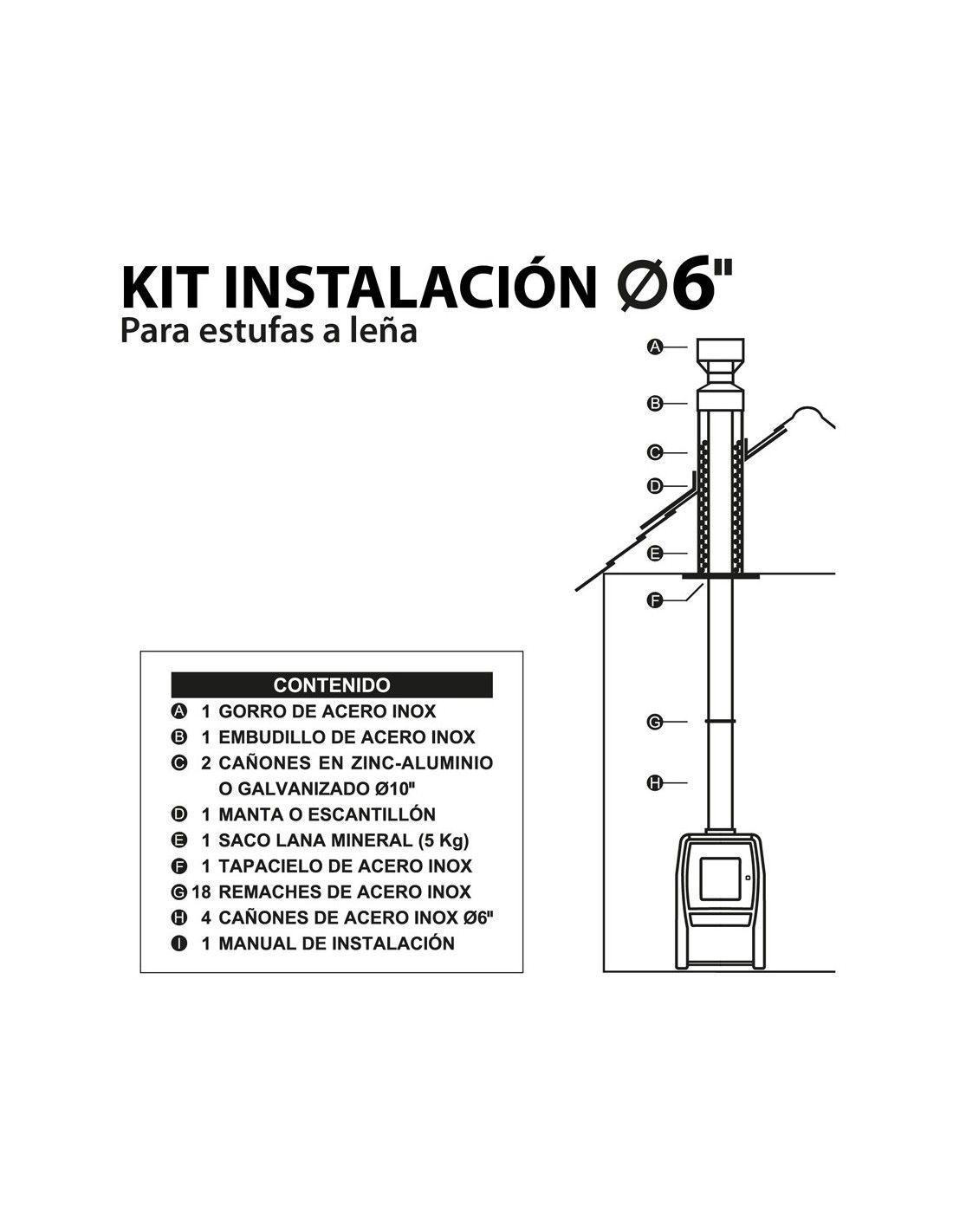 Estufa a leña Classic 400 Negra + Kit Instalación 6"-2