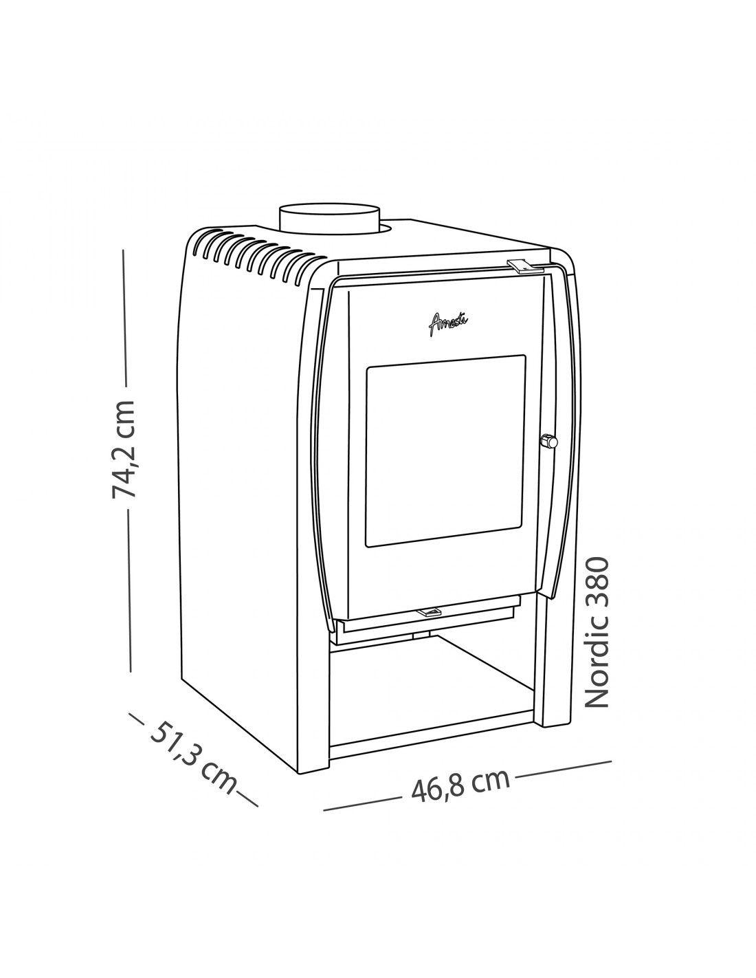 Estufa a leña Nordic 380 + Kit Instalación 6"-4