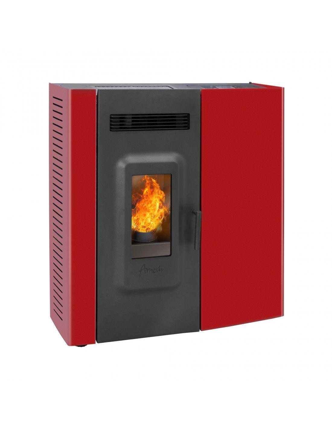 Estufa a pellet Slim 9000 Roja + Kit Inst. Muro-2