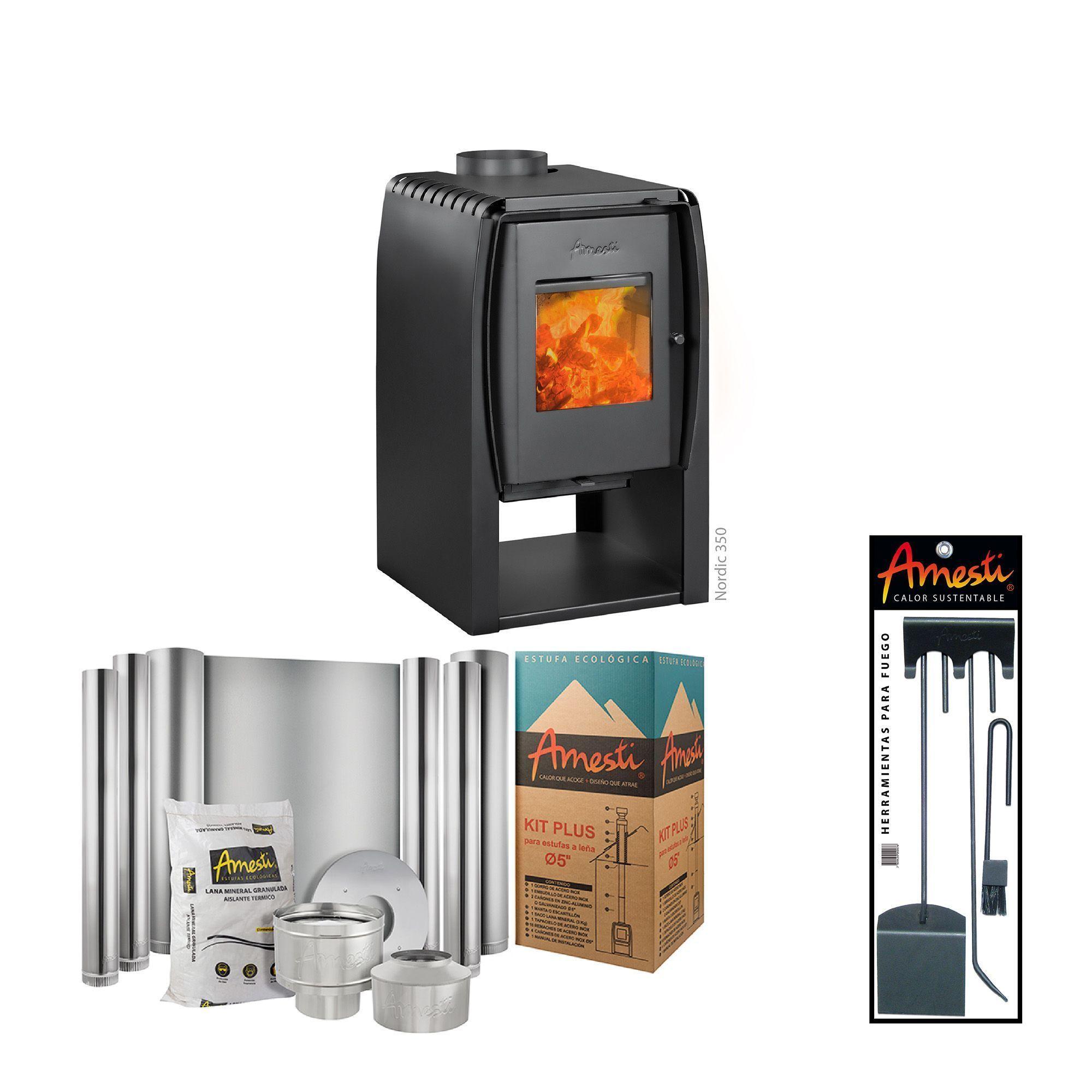 COMBO CALEFACTOR LEÑA NORDIC350+KITINST5"+SETMURO-0