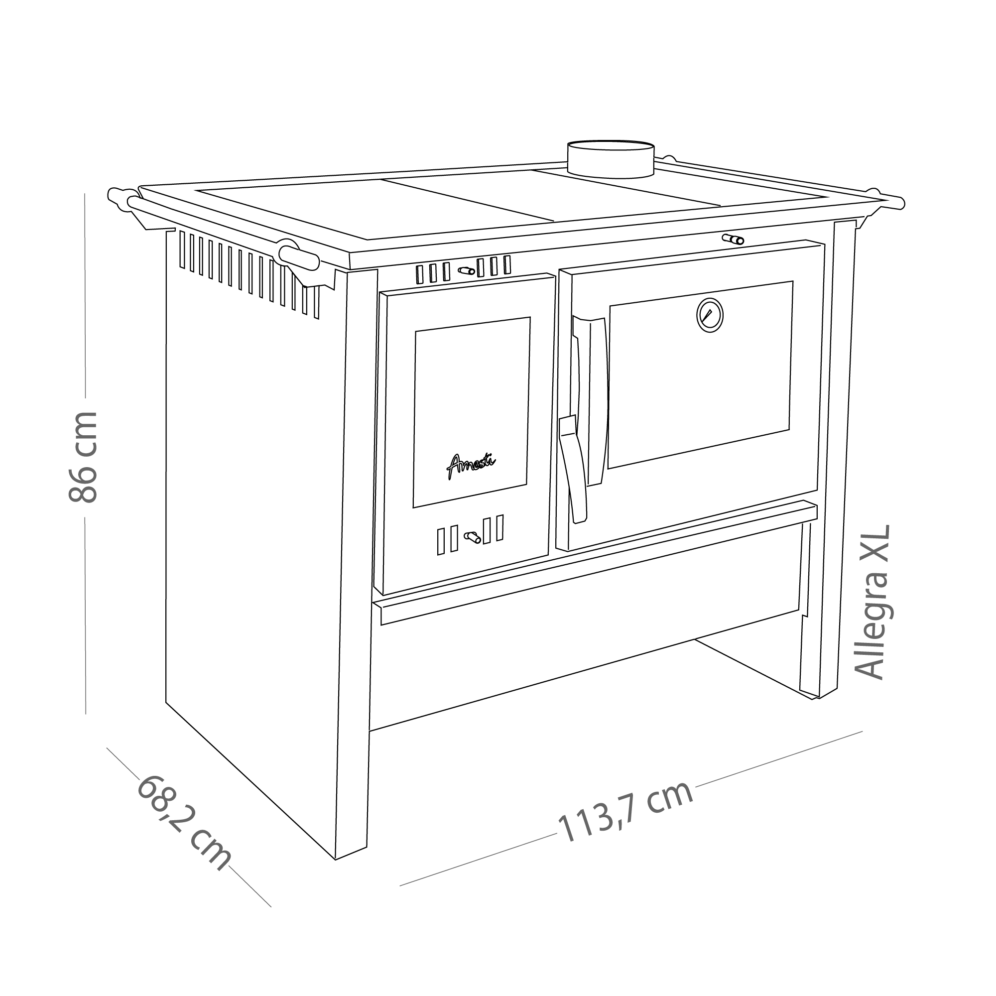 Cocina a leña Allegra XL Blanco Amesti-2