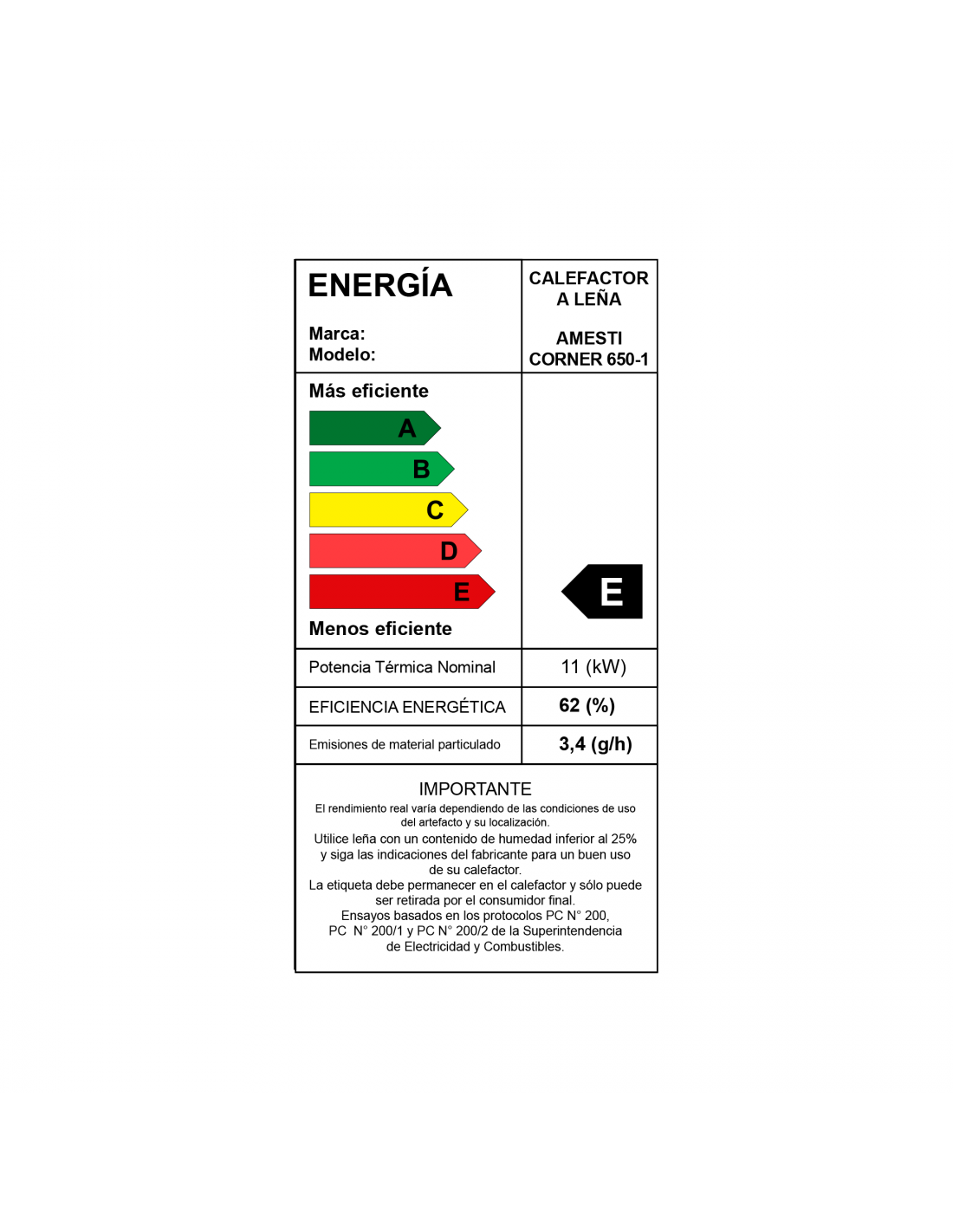 Calefactor a leña Amesti Corner 650-3