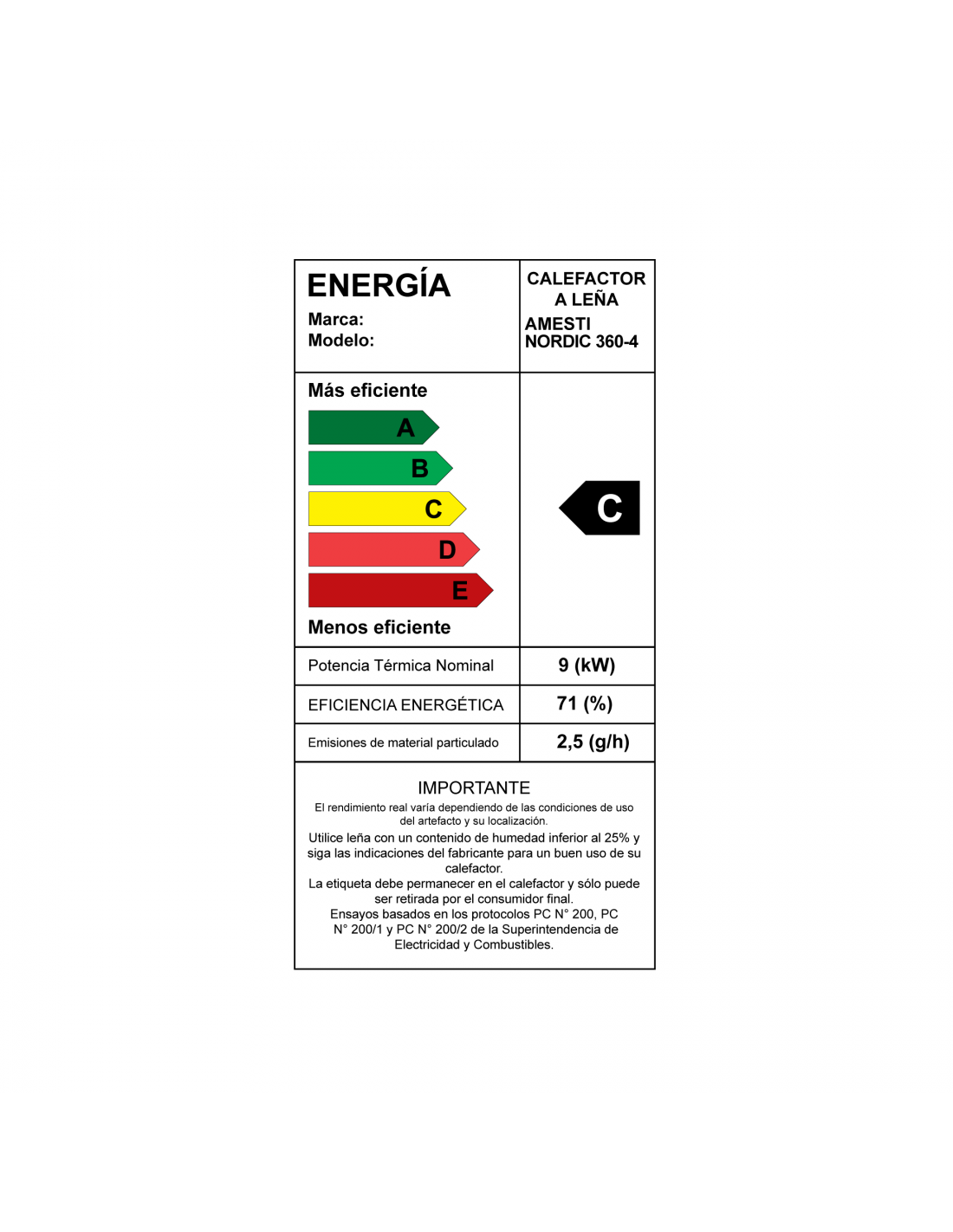 Calefactor a leña Amesti Nordic 360 + KIT Instalación 6"-5