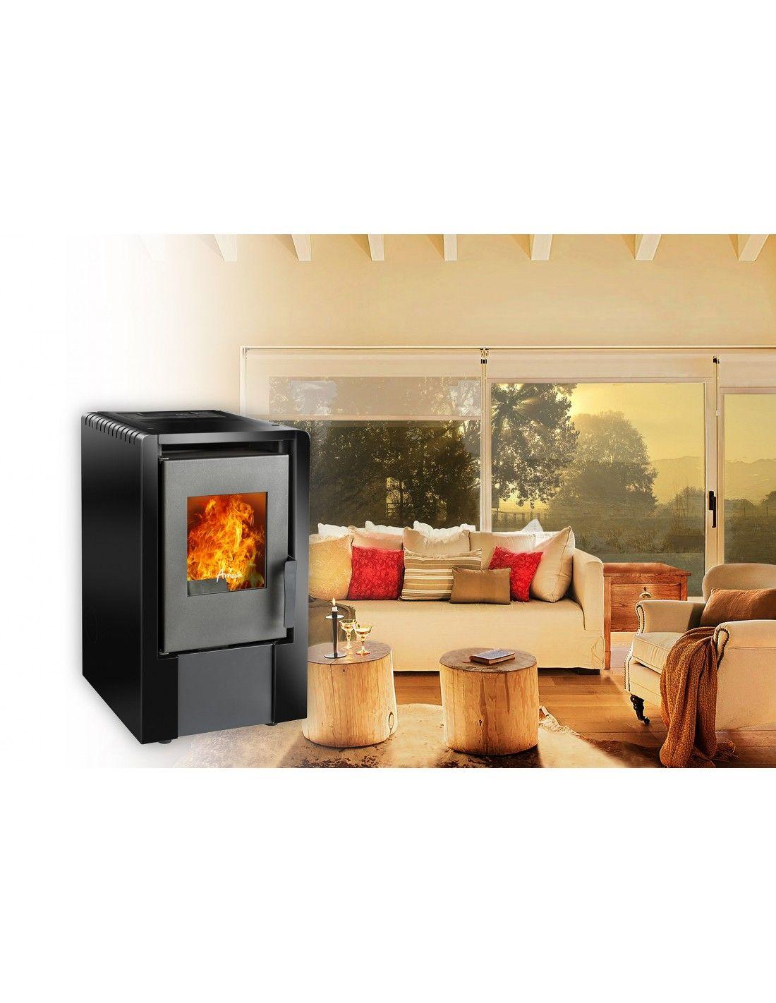 Estufa a pellet Italy 6100 Negra + Kit Inst. Muro-1