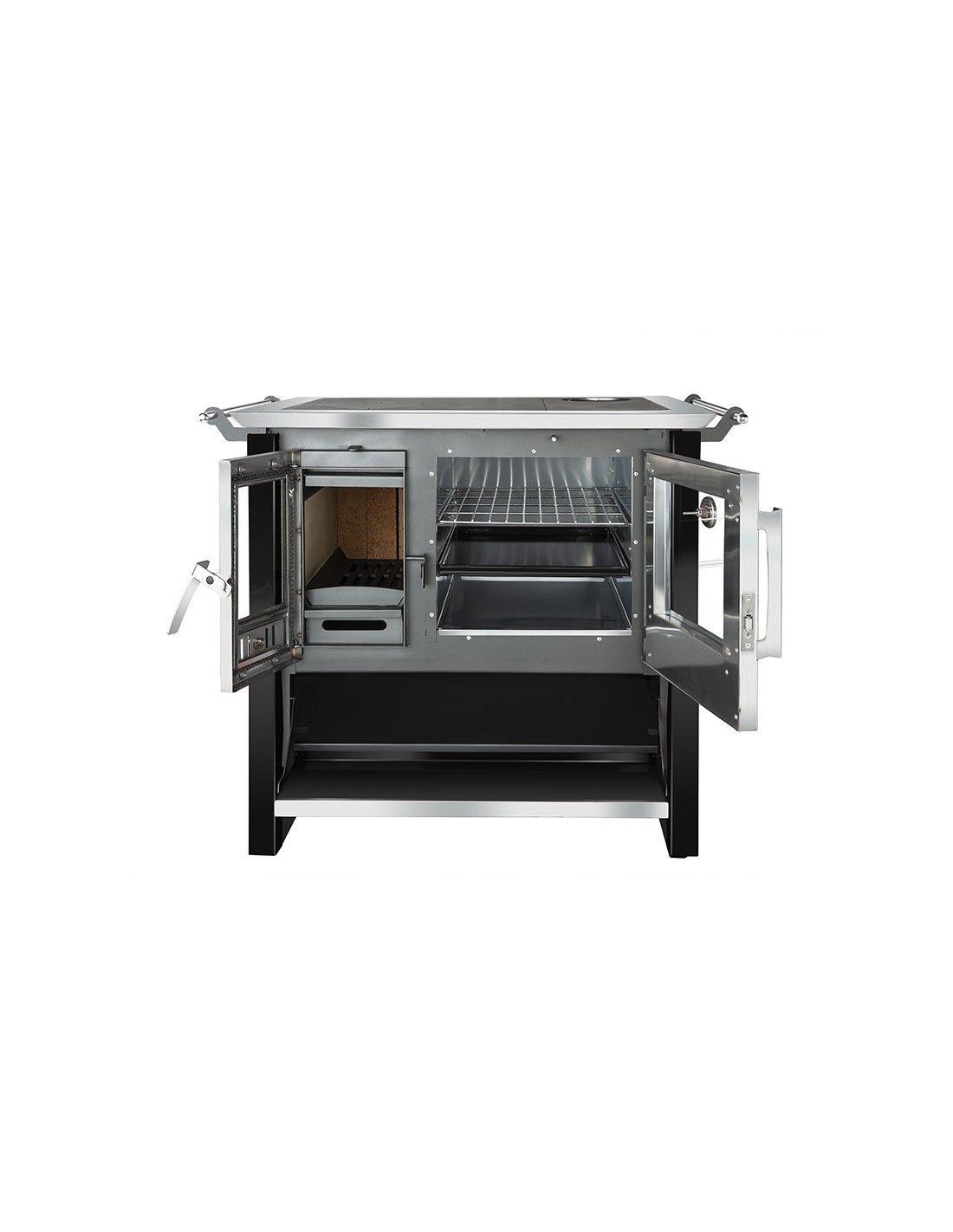 Cocina a leña Allegra inox Negra + Kit Instalación 5"-3