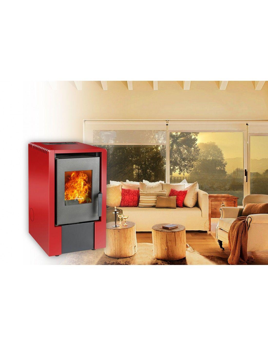 Estufa a pellet Italy 6100 Roja + Kit Inst. Muro-1