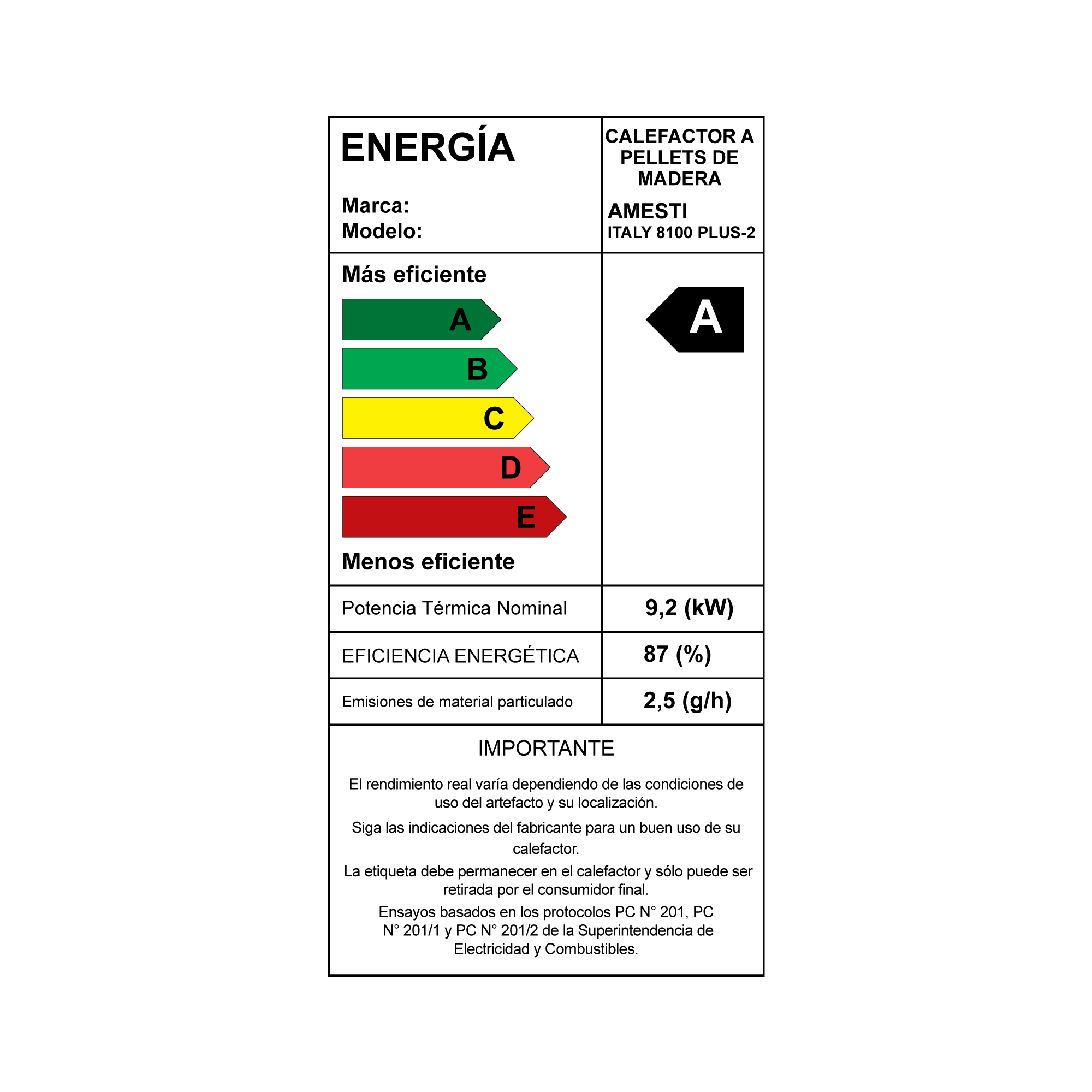 Combo Calefactor a Pellet Amesti Italy 8100 Plus Roja + Kit Instalación Muro-3