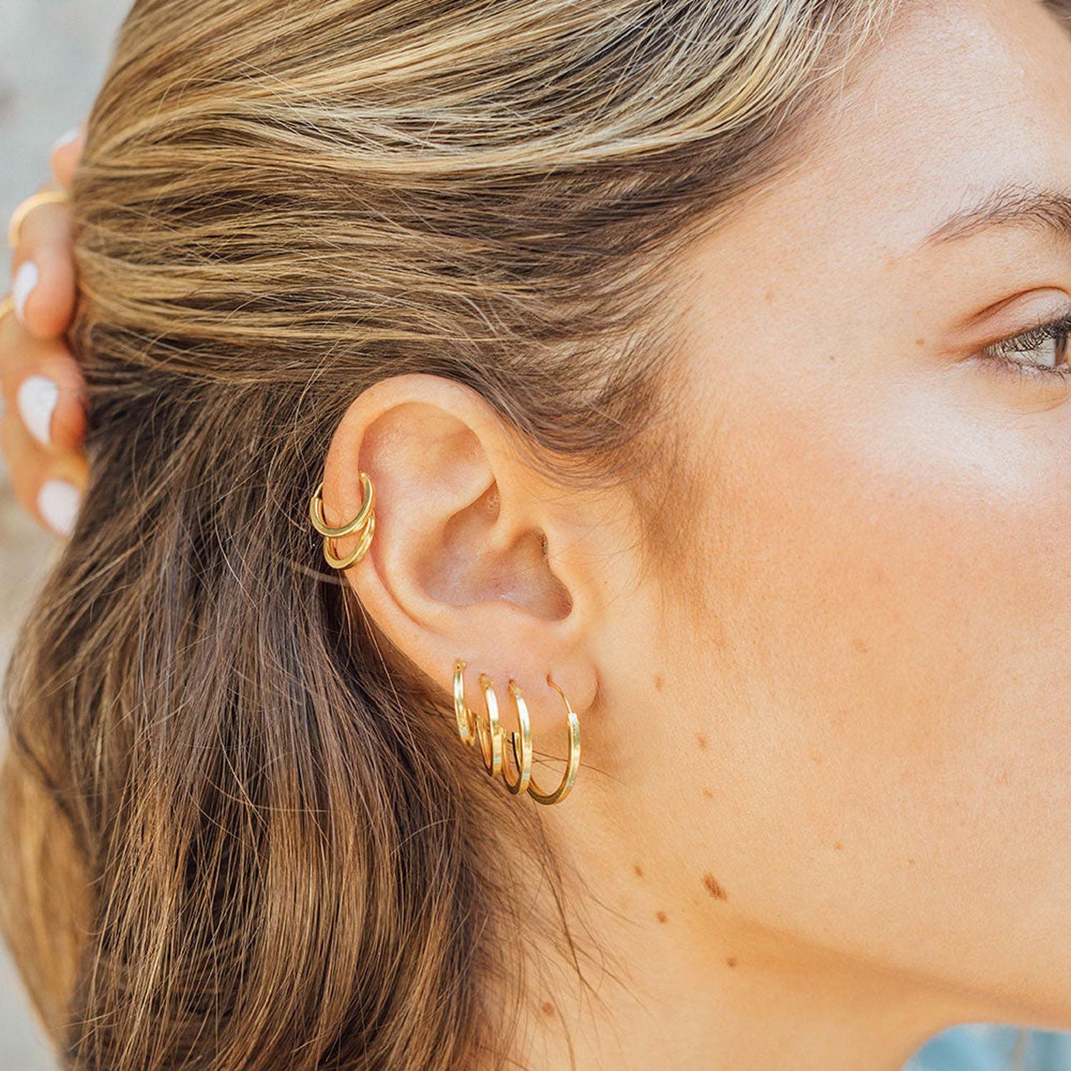 Argollas Cuadradas 20mm Bañadas en Oro-2