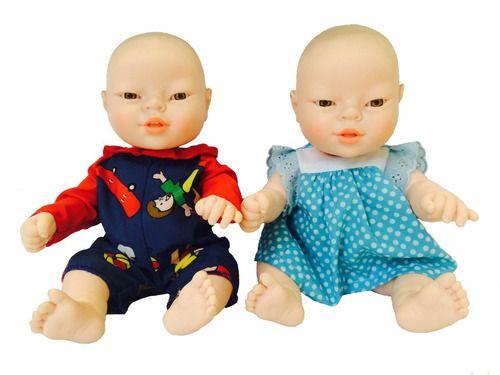 Pareja Recién Nacidos Asiáticos Vestidos 30 cm.-0