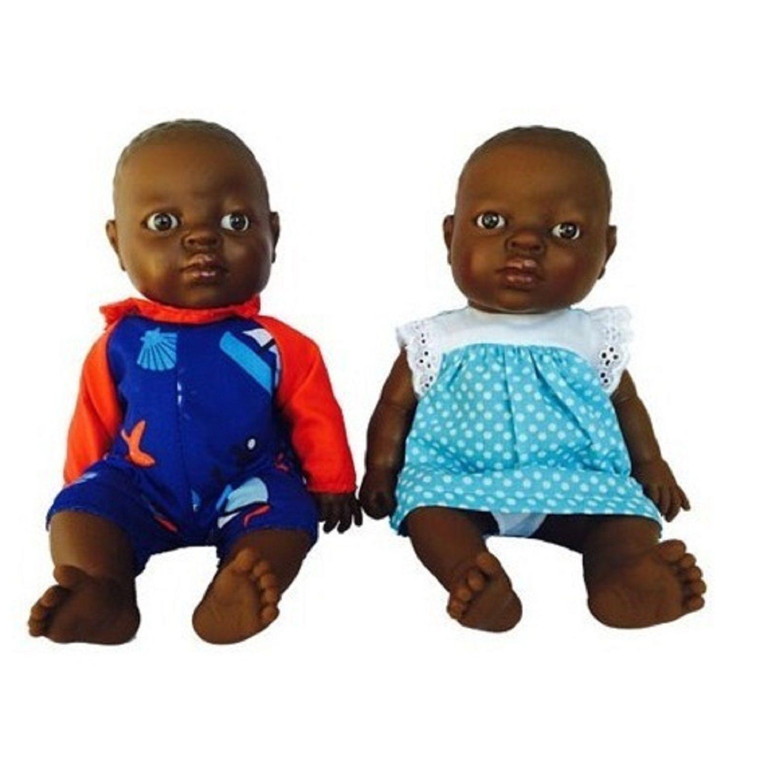 Pareja Recién Nacidos Tez Morena Vestidos 30 cm.-0
