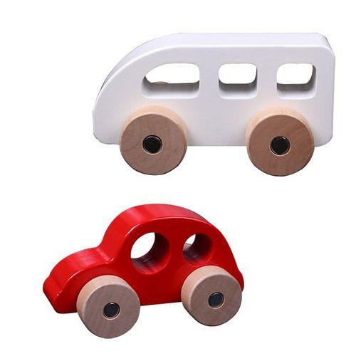Set De Medios De Transporte Auto Y Bus De Madera-0
