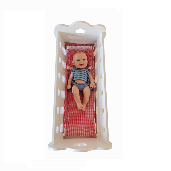 Cuna De Madera En Color Blanco Con Muñeco-1