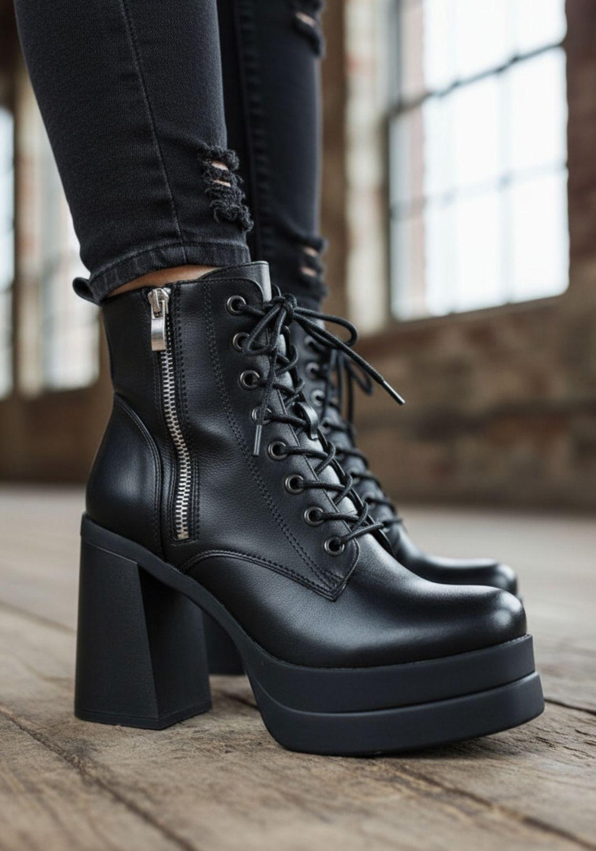 Botín Mujer  Taco Alto Con Plataforma  M344-0