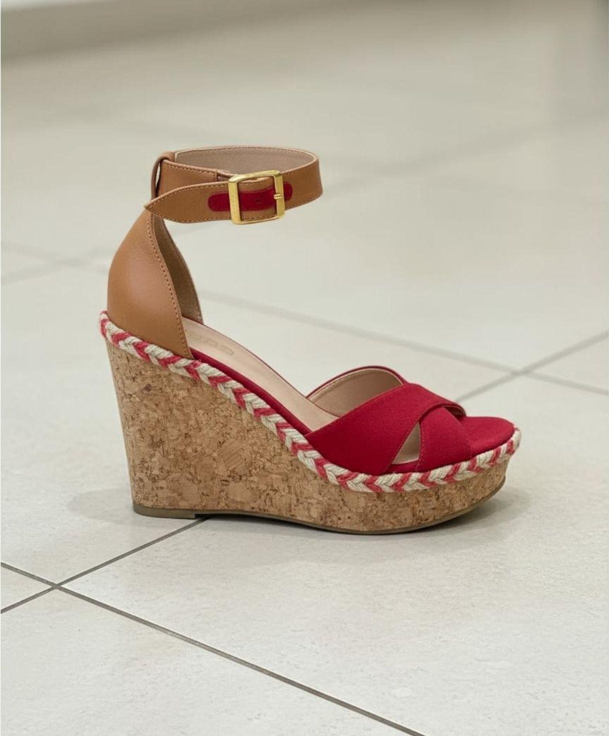 Sandalias Rojas Mujer Taco Chino M528-3