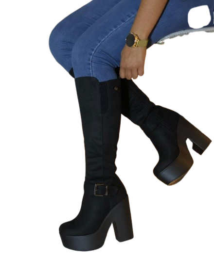 Botas Mujer en Gamuza Taco Alto Con Plataforma M456-0