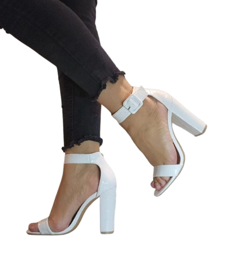 Sandalias Blancas para Dama Taco Alto M410-0