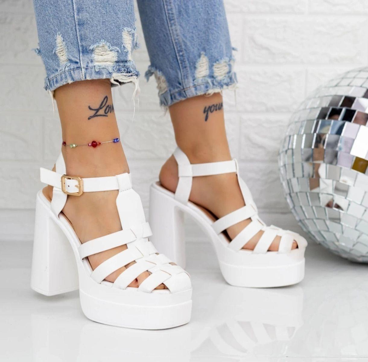 Sandalias Blancas Mujer con Plataforma M397-1