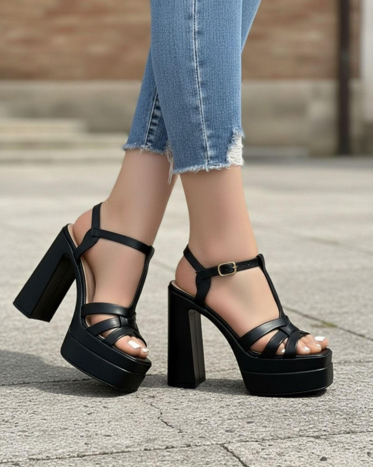 Sandalias Aj Calzados Para Mujer con Tacón y  Plataforma M559-0