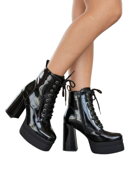 Botines en charol para Dama Taco Alto con Plataforma M492-0