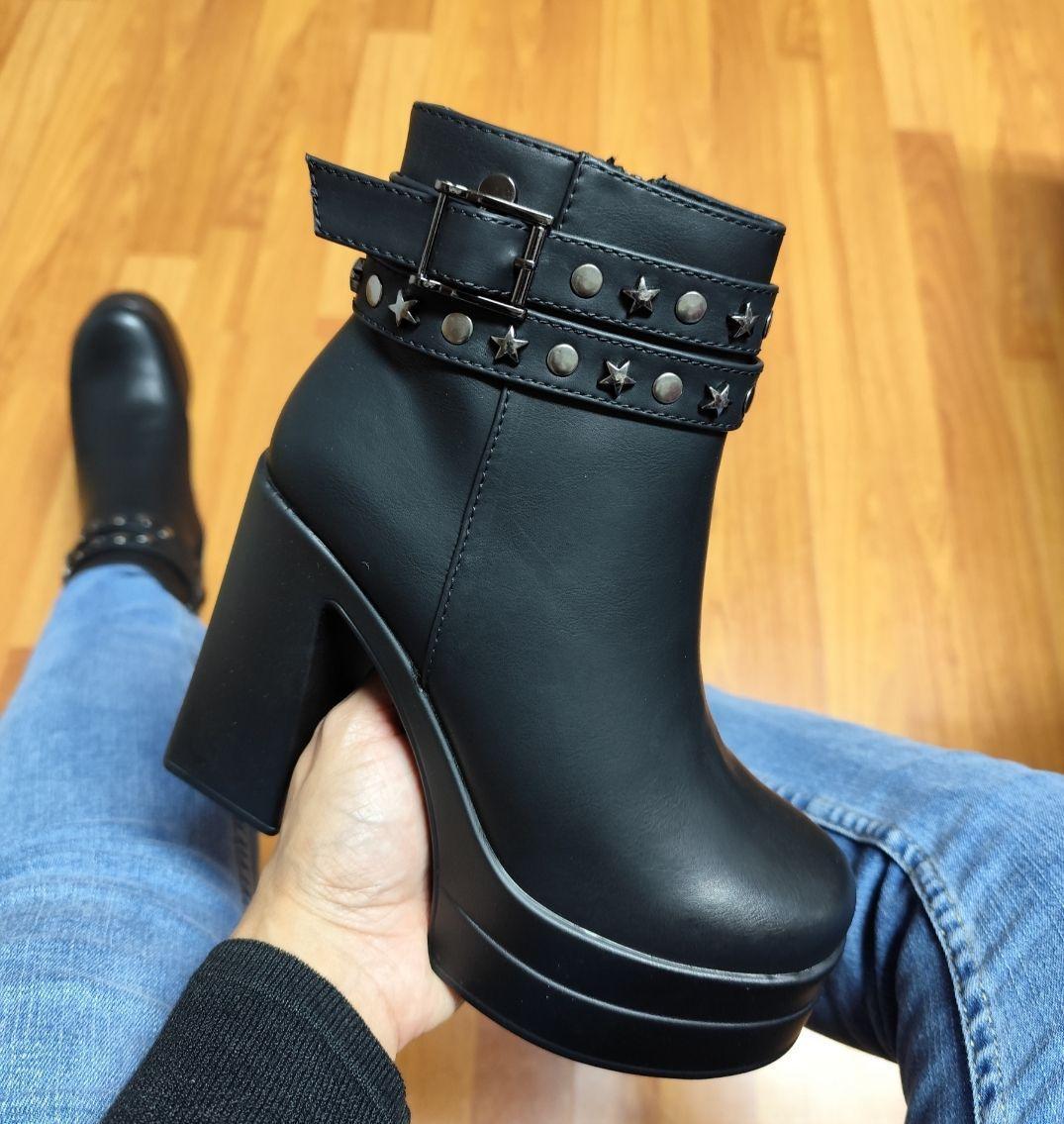 Botín Mujer Taco Alto Con Plataforma M376-3