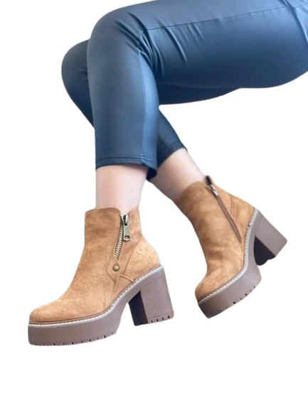 Botin Mujer color Camel en Gamuza M255-0