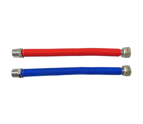 Kit Conexion Flexible Extensible FM 1/2" 25-50CM AC Inox Cubierta PVC Rojo - Azul Calefacción ANWO-0
