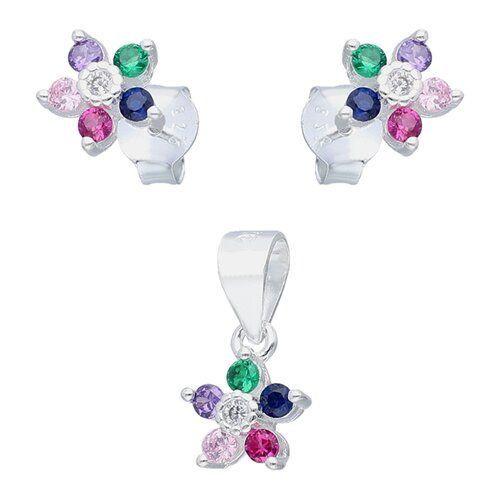 Conjunto plata flor circones-1