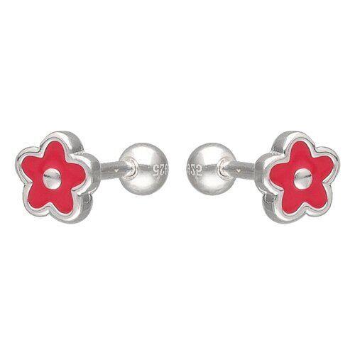 Aros de plata 925 con flor esmaltada-0
