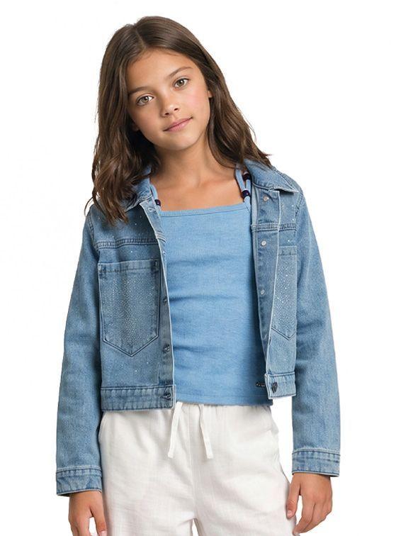 Chaqueta Mezclilla Niña con Strass-1