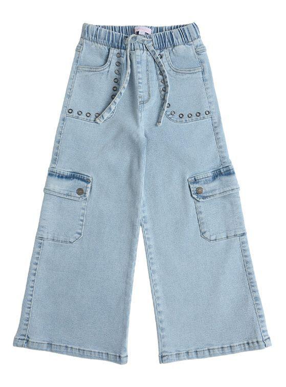 Jeans Mezclilla Palazzo Bolsillos Cargo Niña-2