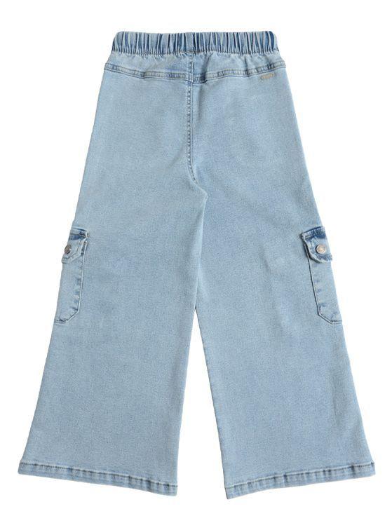 Jeans Mezclilla Palazzo Bolsillos Cargo Niña-4